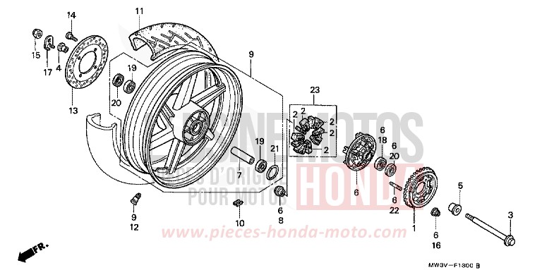 HINTERRAD von CB1300 Super Bold'or ABS SCHWARZ (NH1) von 1999